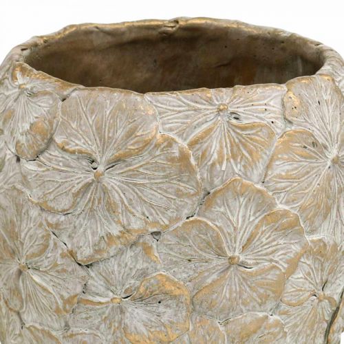 Floristik24 Vaso decorativo com motivos florais, vaso de concreto dourado com aspecto vintage Ø18cm A24cm