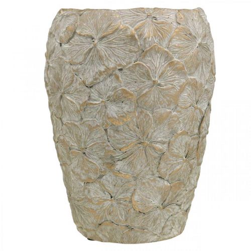 Floristik24 Vaso decorativo com motivos florais, vaso de concreto dourado com aspecto vintage Ø18cm A24cm