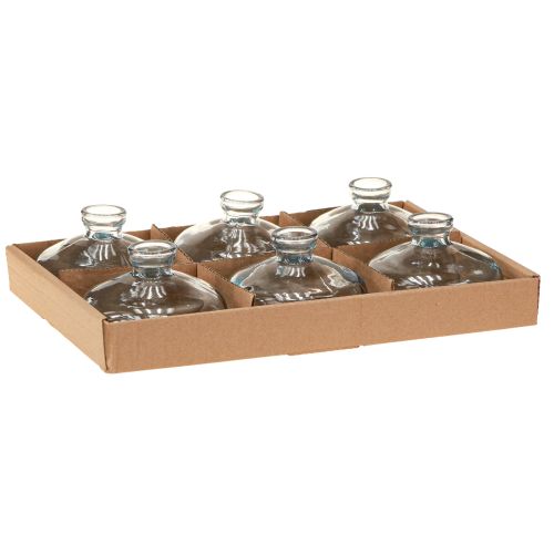 Itens Vasos bulbosos planos vidro decorativo azul Ø9cm H6cm 6 peças