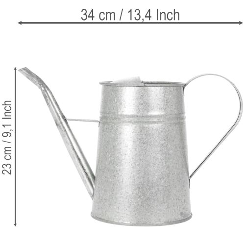 Regador decorativo galvanizado, de metal, cinza, com visual vintage, 1,7L, 23cm de altura, para arranjos florais e vasos com estilo. | Floristik24.pt