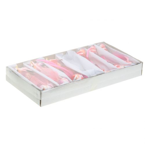 Floristik24 Pássaro no clipe rosa, rosa 15cm 12pcs