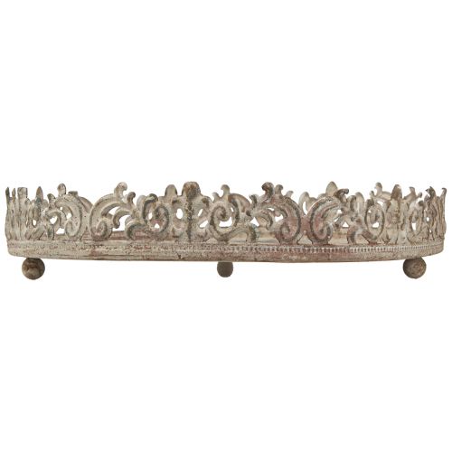 Floristik24 Bandeja decorativa vintage redonda com pés cinza Ø30/35cm conjunto de 2 peças