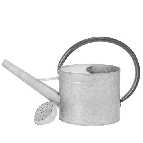 Regador vintage de metal, cinza prateado, elegante peça de decoração para jardim, vaso de flores, 53 cm de comprimento x 29 cm de altura. | Floristik24.pt