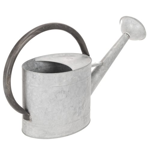 Regador vintage de metal, cinza prateado, elegante peça de decoração para jardim, vaso de flores, 53 cm de comprimento x 29 cm de altura. | Floristik24.pt