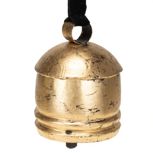 Sino vintage dourado com fita de veludo preta H15cm