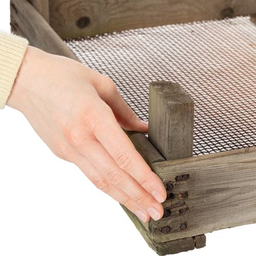 Itens Caixa de madeira vintage com tela de arame, estilo rústico, escorredor de cebola, decorativa, 75×50×14cm