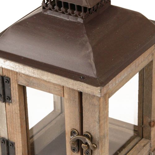 Itens Lanterna vintage lanterna de madeira marrom escuro 15×15cm Alt.26cm