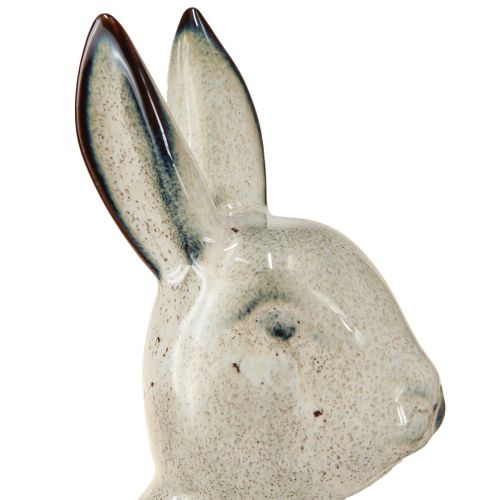 Floristik24 Figuras de coelho de cerâmica cinza – Decoração fofa de Páscoa 2 peças 22cm