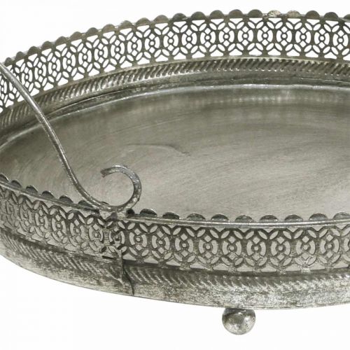 Itens Bandeja vintage, bandeja decorativa prata, bandeja de velas A6cm Ø31/24cm conjunto de 2