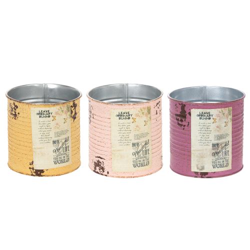 Itens Vaso/lata de flores com visual vintage e inscrição para decoração de interiores, 11 cm, conjunto de 3 peças