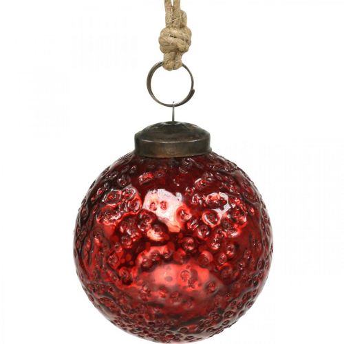 Floristik24 Bolas de Natal vintage de vidro bolas de árvore de Natal vermelhas Ø8cm 4pcs