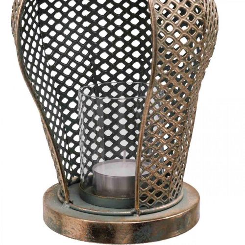 Floristik24 Lanterna Vintage Coruja Lanterna de Jardim Porta-velas Dourado A 29cm