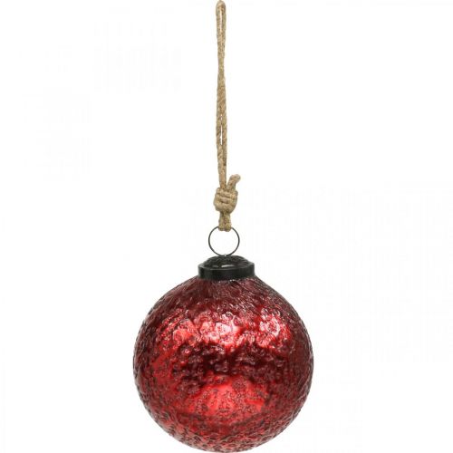 Floristik24 Bolas de natal de vidro vintage bolas de árvore de natal vermelhas Ø10cm 2 peças