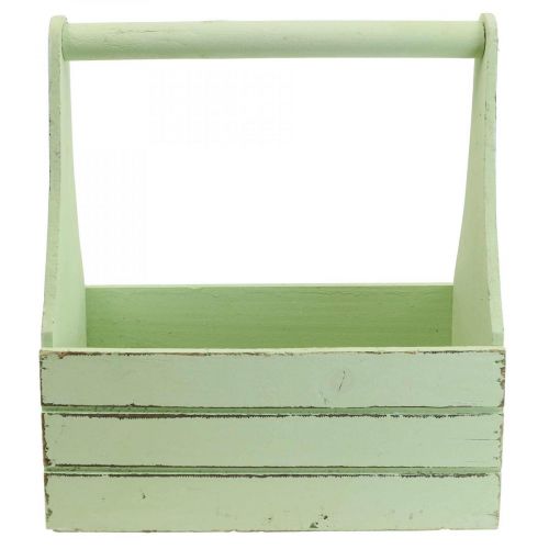 Floristik24 Floreira vintage em madeira verde 28×14×31cm