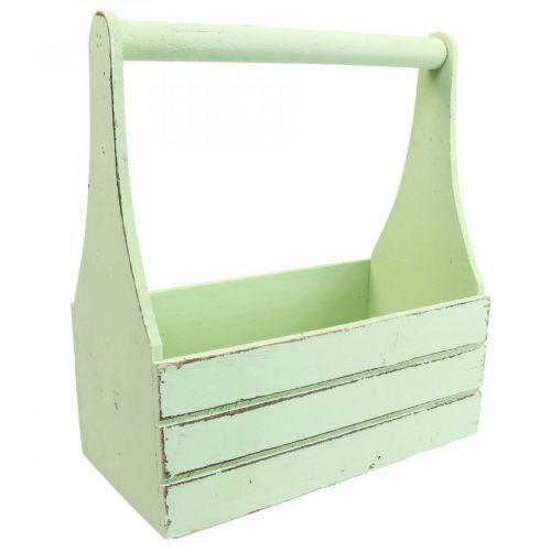 Floreira vintage em madeira verde 28×14×31cm