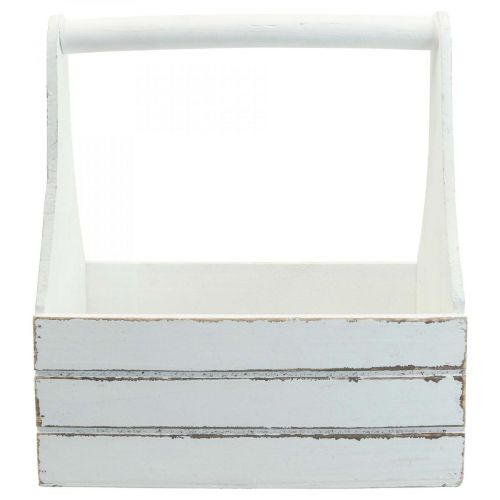 Floristik24 Floreira vintage de madeira branca 28×14×31cm