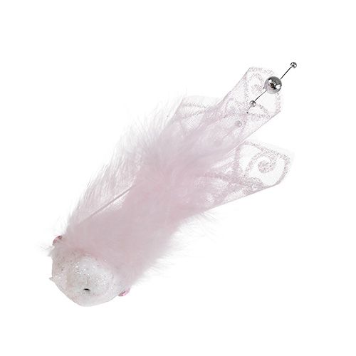 Floristik24 Pássaro no clipe 14cm rosa, mica 2pcs