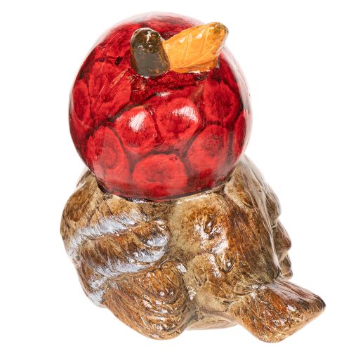 Estatueta decorativa de pássaro com chapéu em forma de maçã vermelha, decoração de outono, 13 cm | Floristik24.pt