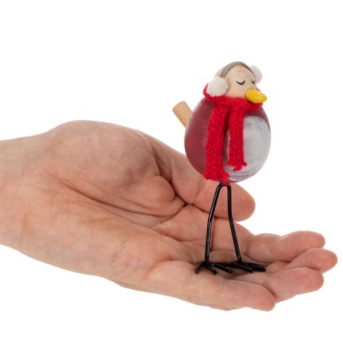 Conjunto de 4 peças com figuras decorativas de pássaros com cachecol, decoração de inverno, 11 cm. | Floristik24.pt