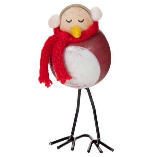 Conjunto de 4 peças com figuras decorativas de pássaros com cachecol, decoração de inverno, 11 cm. | Floristik24.pt