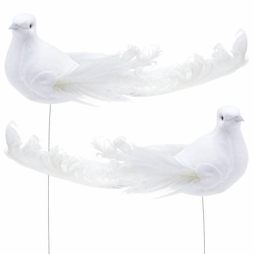 Floristik24 Pomba em fio branco 10cm 6pcs