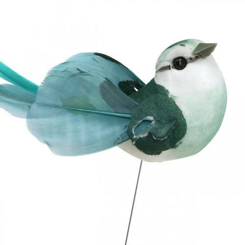Floristik24 Pássaros decorativos, decoração de primavera, pássaros com penas, verão, pássaros em arame, coloridos H3,5cm 12 peças