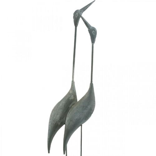 Floristik24 Par de pássaros, decoração em metal, aves aquáticas Prata, branco lavado H74cm