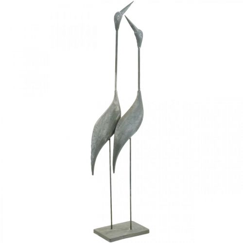 Floristik24 Par de pássaros, decoração em metal, aves aquáticas Prata, branco lavado H74cm