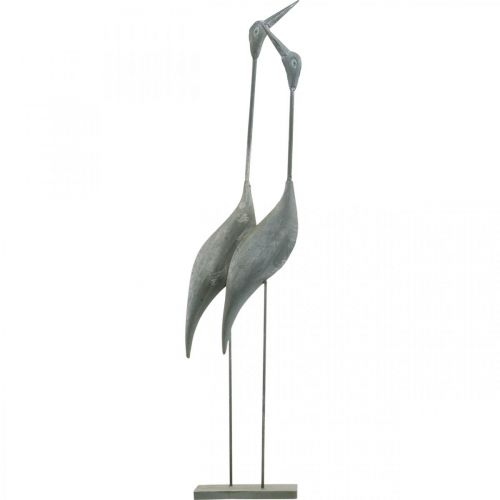 Floristik24 Par de pássaros, decoração em metal, aves aquáticas Prata, branco lavado H74cm