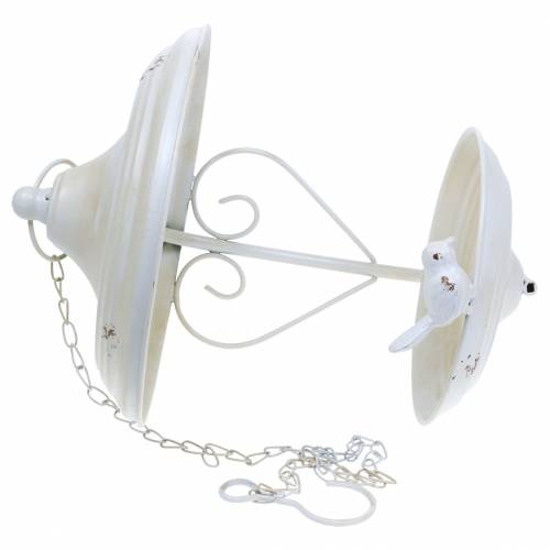 Floristik24 Comedouro para pássaros para pendurar creme de metal, grelha Ø21cm A27cm