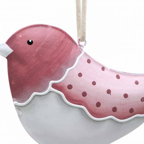 Floristik24 Pássaro para pendurar branco, rosa velho metal sortido 9cm 3 unidades