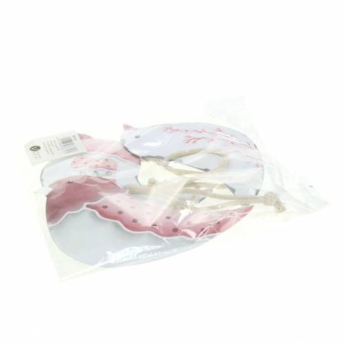 Floristik24 Pássaro para pendurar branco, rosa velho metal sortido 9cm 3 unidades