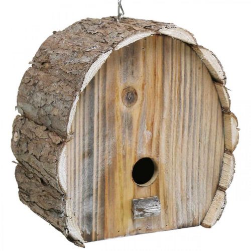 Itens Caixa de nidificação decorativa casa de pássaros decoração de jardim de madeira branco natural lavado Alt. 22 cm L. 21 cm