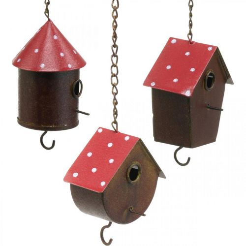 Floristik24 Caixa de nidificação decorativa para pássaros pendurados alimentador de pássaros de outono decoração de metal A14-12cm L34-37cm