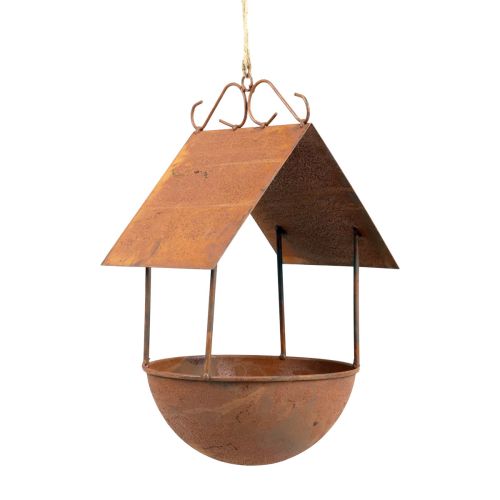 Floristik24 Casa de pássaros decorativa, banho de pássaros, decoração de jardim com pátina 18,5 × 20 × 33cm