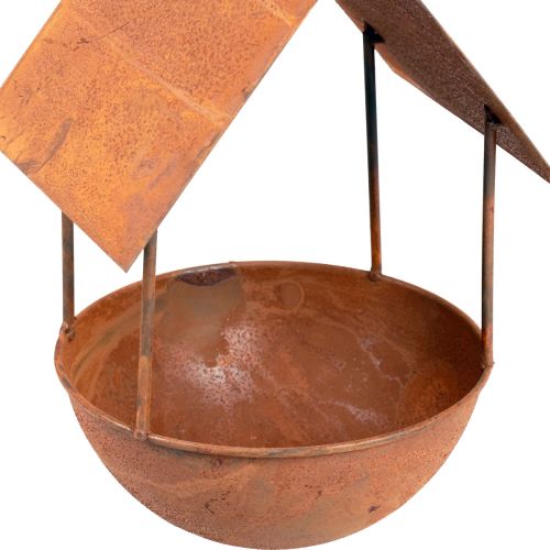 Floristik24 Casa de pássaros decorativa, banho de pássaros, decoração de jardim com pátina 18,5 × 20 × 33cm