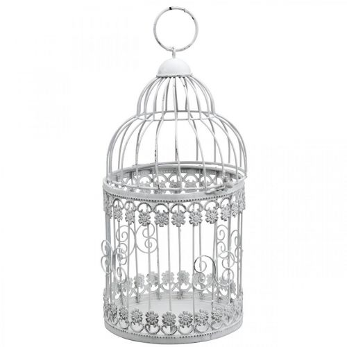 Floristik24 Gaiola para pendurar aviário decorativo branco surrado Alt.31,5cm