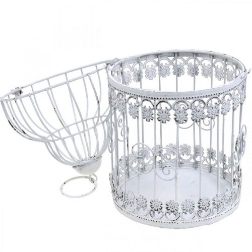 Floristik24 Gaiola para pendurar aviário decorativo branco surrado Alt.31,5cm