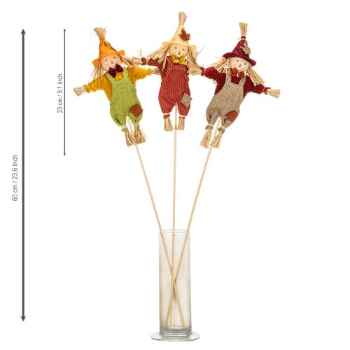 Figura decorativa de espantalho em um palito para artesanato e plantas, 60 cm | Floristik24.pt