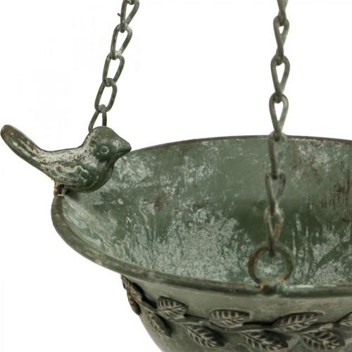 Floristik24 Banho de pássaros pendurado banheira de pássaros jardim antigo olhar cinza, branco H47cm
