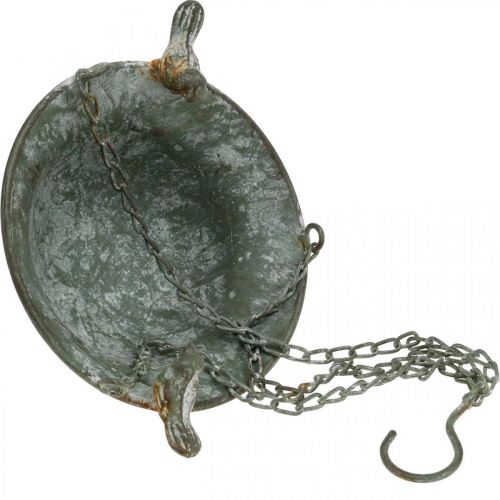 Floristik24 Banho de pássaros pendurado banheira de pássaros jardim antigo olhar cinza, branco H47cm