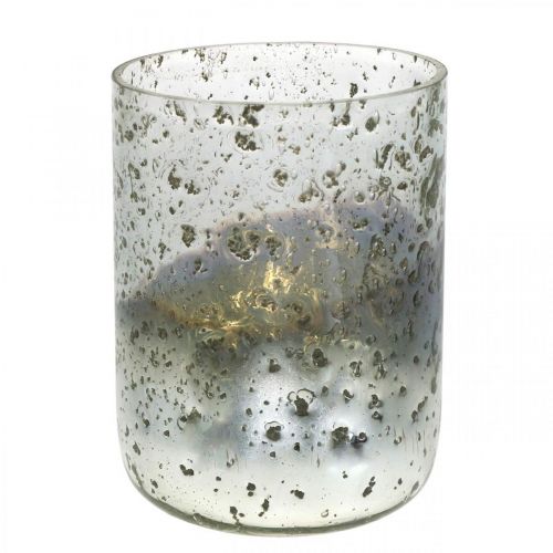 Itens Vela em vidro jarra em vidro bicolor claro, prateado A14cm Ø10cm