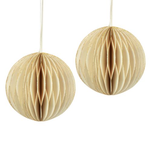 Itens Bolas de favo de mel Bolas de favo de mel Natal creme dourado Ø8cm 4 unidades