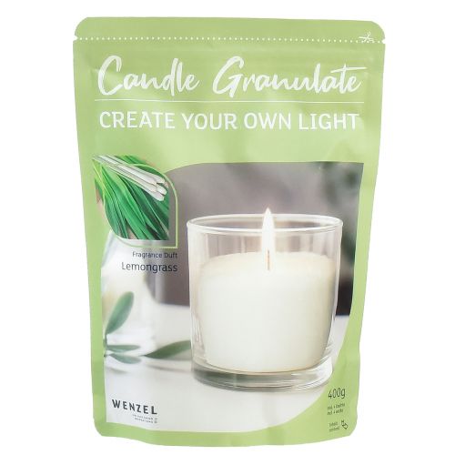 Floristik24 Grânulos de cera vela areia pavio aroma capim limão 400g