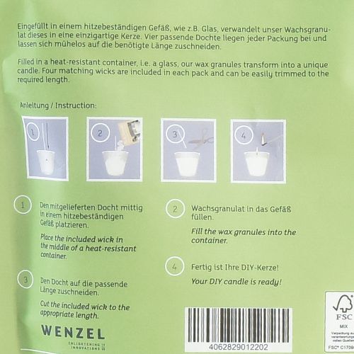 Floristik24 Grânulos de cera vela areia pavio aroma capim limão 400g