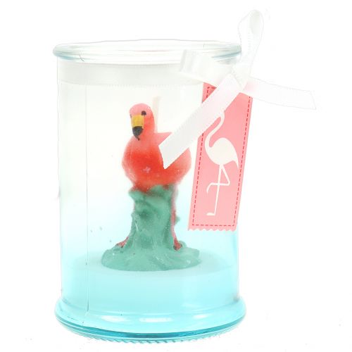 Floristik24 Lanterna de vidro com vela flamingo 9cm