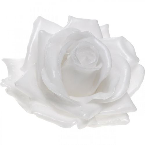 Floristik24 Cera rosa branca Ø10cm Flor artificial encerada 6 unidades