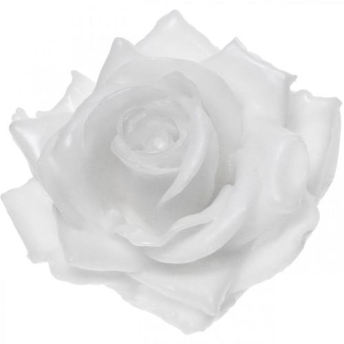 Floristik24 Cera rosa branca Ø10cm Flor artificial encerada 6 unidades