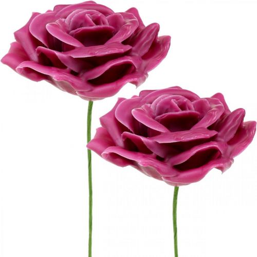 Floristik24 Rosas de cera rosas decorativas cera rosa Ø8cm 12 un