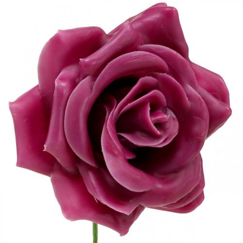 Floristik24 Rosas de cera rosas decorativas cera rosa Ø8cm 12 un